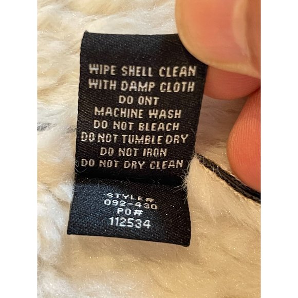 Jou Jou Womens Sherpa Leather Jacket Faux Fur Collar Front Button Black SZ Large - Picture 7 of 7